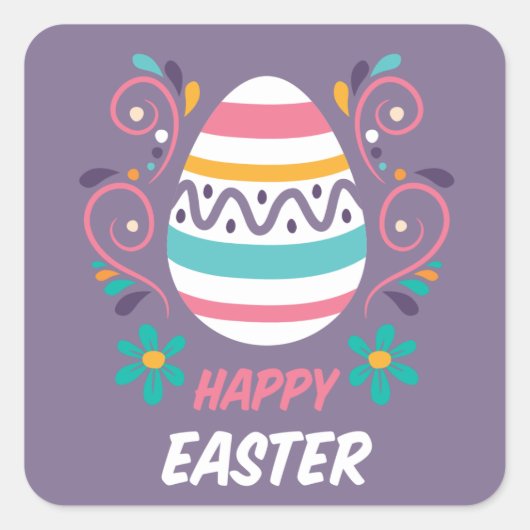 Happy Pasen Vierkante Sticker (Voorkant)