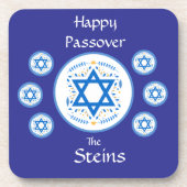 Happy PASSOVER Blue Star of David NAME Bier Onderzetter (Voorkant)