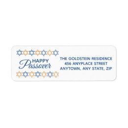 Happy Passover Elegant Blue en Gold Star van David Etiket
