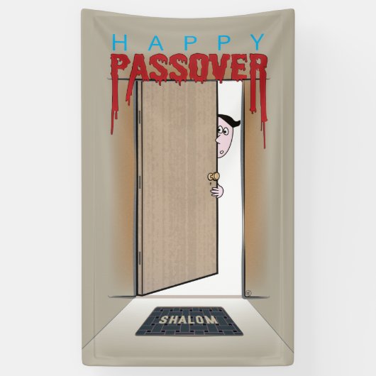 Happy Passover Exodus Cartoon Greeting Spandoek (Verticaal)