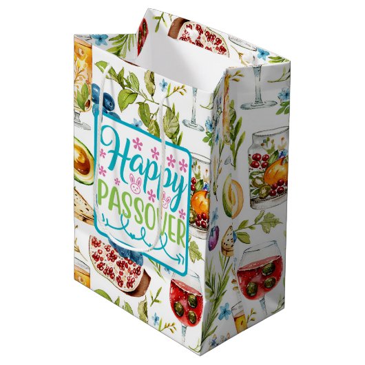 Happy Passover Gift Bag Medium Cadeauzakje (Voorkant Gekanteld)