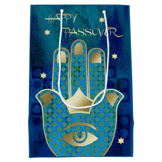 Happy Passover. Hamsa Lucky Symbol Medium Cadeauzakje (Achterkant)