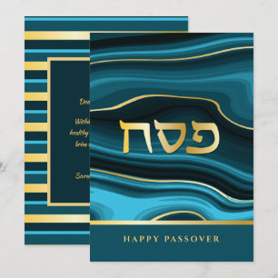 Happy Passover Hebreeuws Agate & Gold Holiday Kaar Feestdagenkaart