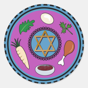 Happy Passover Pesach Seder bord Ronde Sticker