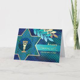 Happy Passover. Ster van David en Kiddush Cup Kaart