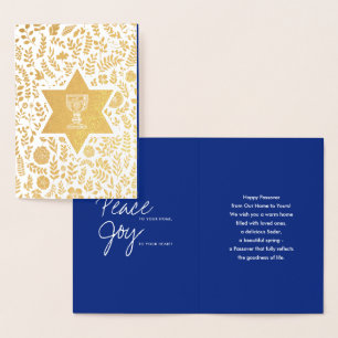 Happy Passover. Ster van David en Kiddush Folie Kaarten