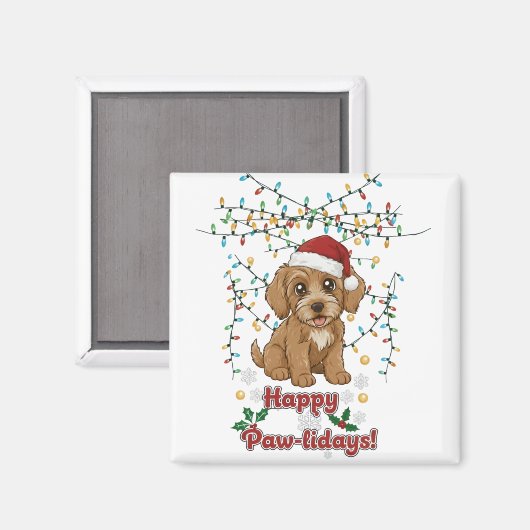 Happy Paw-lidays Christmas Cockapoo Magnet (Recto/Verso)