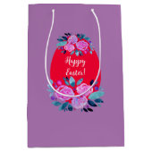 Happy Pawaterverf floral red egg Medium Cadeauzakje (Voorkant)