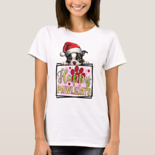 Happy Pawholidays Franse Bulldog T-shirt