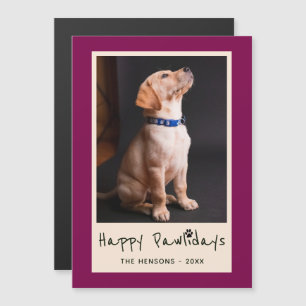 Happy Pawholidays Funny Pun Pet Foto Magnetische K Magnetische Uitnodiging