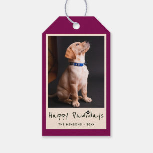 Happy Pawholidays Grappige Pun Pet Foto Cadeaulabel