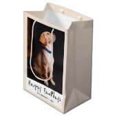 Happy Pawholidays Grappige Pun Pet Foto Medium Cadeauzakje (Voorkant Gekanteld)