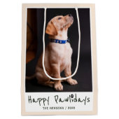 Happy Pawholidays Grappige Pun Pet Foto Medium Cadeauzakje (Achterkant)