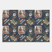 Happy Pawholidays Hond Blauw Plaid Kerstmis Inpakpapier Vel (Voorkant)