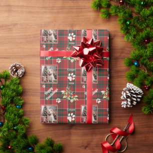 Happy Pawholidays Hond Rood Groen Geplaagd Kerstmi Cadeaupapier