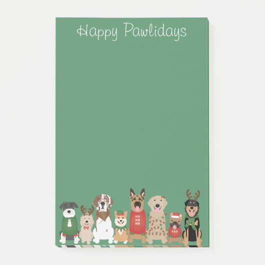 Happy Pawholidays Honden Rood Groen Post-it® Notes (Voorkant)