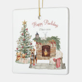 Happy Pawholidays Hondenontwerp - Airedale Keramisch Ornament (Links)