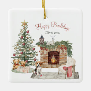 Happy Pawholidays Hondenontwerp - Beagle Keramisch Ornament