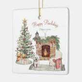 Happy Pawholidays Hondenontwerp - Bichon Frise Keramisch Ornament (Links)