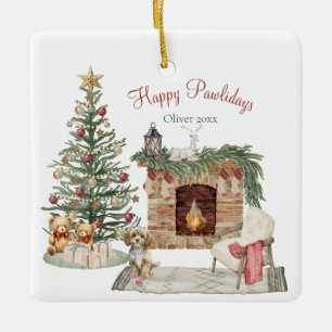 Happy Pawholidays Hondenontwerp - Cavapoo Keramisch Ornament