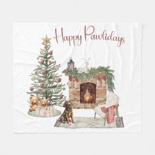 Happy Pawholidays Hondenontwerp - Chocolade Labrad Fleece Deken