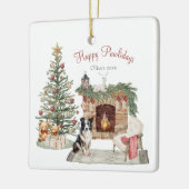 Happy Pawholidays Hondenontwerp- Collie Keramisch Ornament (Links)