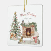 Happy Pawholidays Hondenontwerp - Franse Bulldog Keramisch Ornament (Links)