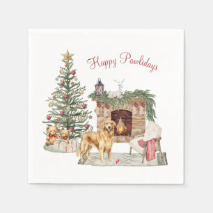Happy Pawholidays Hondenontwerp - Golden Retriever Servet
