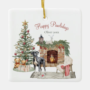 Happy Pawholidays Hondenontwerp- Great Dane Keramisch Ornament