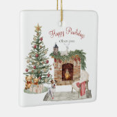 Happy Pawholidays Hondenontwerp - Jack Russell Keramisch Ornament (Rechts)