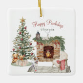 Happy Pawholidays Hondenontwerp - Jack Russell Keramisch Ornament (Voorkant)