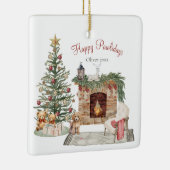 Happy Pawholidays Hondenontwerp- Poedel Keramisch Ornament (Rechts)