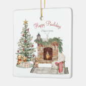 Happy Pawholidays Hondenontwerp- Poedel Keramisch Ornament (Links)
