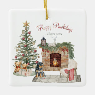Happy Pawholidays Hondenontwerp- Rottweiler Keramisch Ornament