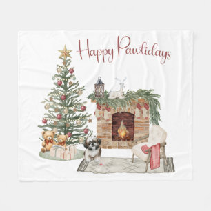 Happy Pawholidays Hondenontwerp- Shih Tzu Fleece Deken