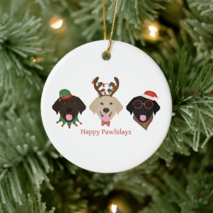 Happy Pawholidays Labrador Retriever Honden Keramisch Ornament