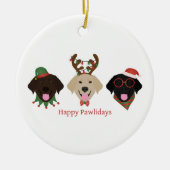 Happy Pawholidays Labrador Retriever Honden Keramisch Ornament (Voorkant)