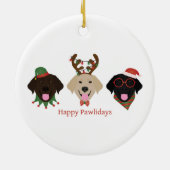 Happy Pawholidays Labrador Retriever Honden Keramisch Ornament (Achterkant)