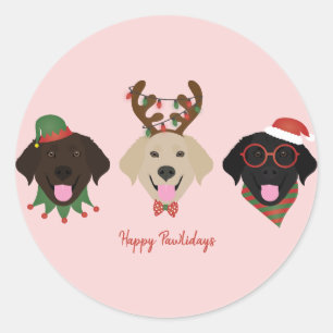 Happy Pawholidays Labrador Retriever Honden Ronde Sticker