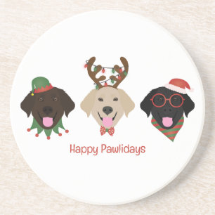 Happy Pawholidays Labrador Retriever Honden Zandsteen Onderzetter