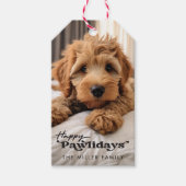 Happy Pawholidays Photo Dog Pet Gift Label Cadeaulabel (Voorkant)