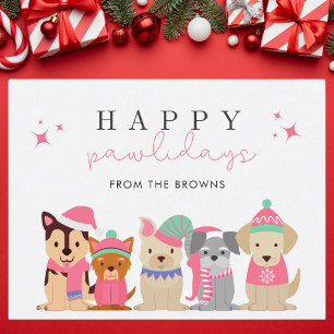 Happy Pawholidays Schattige Hondenkerst Briefkaart