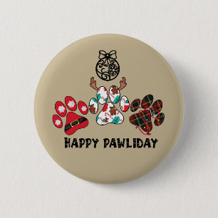Happy Pawliday - kerstfeestdag Button