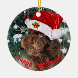 Happy Pawlidays Ceramic Ornament