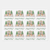 Happy Pawlidays Cute Dogs Hondenliefhebber Kerstmi Inpakpapier Vel (Voorkant)