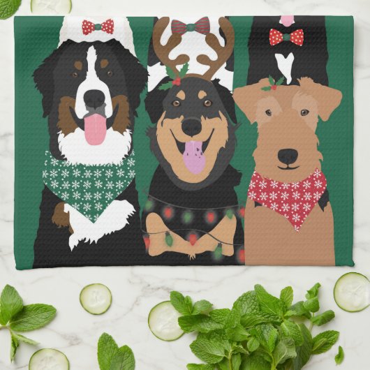 Happy Pawlidays Cute Kerstmis Theedoek (Gevouwen)