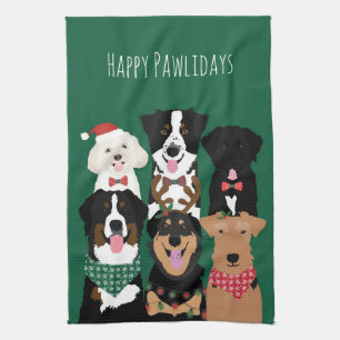 Happy Pawlidays Cute Kerstmis Theedoek