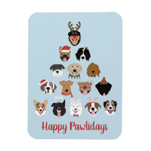 Happy Pawlidays Dog kerstboom Magneet