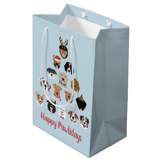 Happy Pawlidays Dog kerstboom Medium Cadeauzakje (Achterkant Gekanteld)