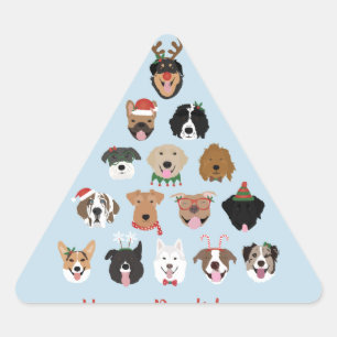Happy Pawlidays Dog Kerstmis-feestdag Driehoek Sticker